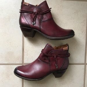 Pikolinos Garnet Red Rotterdam Ankle Bootie Boots Size 39